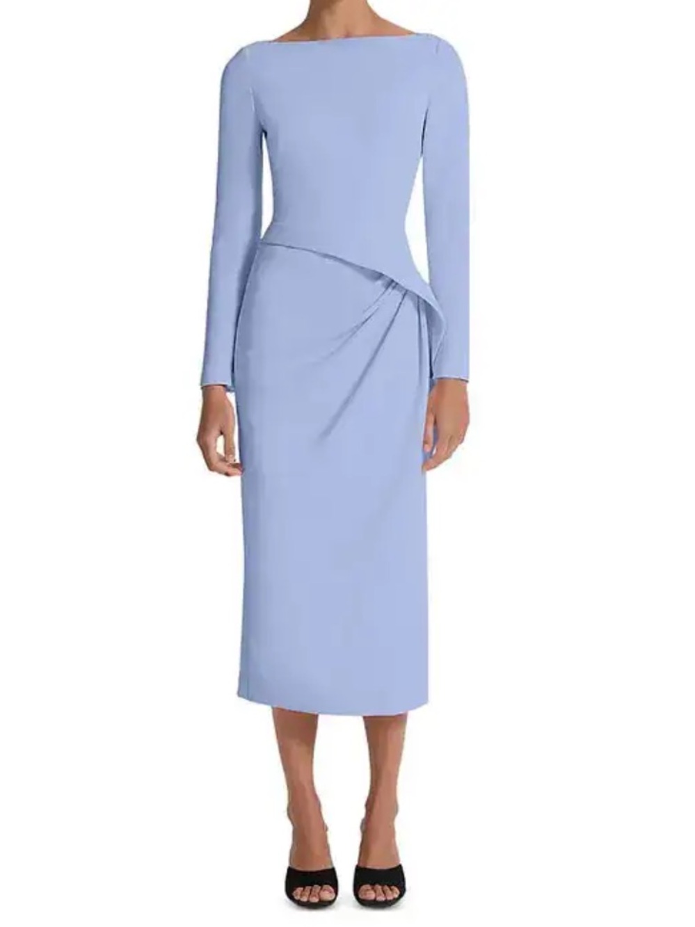 Safiyaa Craina Draped Midi Dress in Carolina Blue Size 38 FR / 6 US